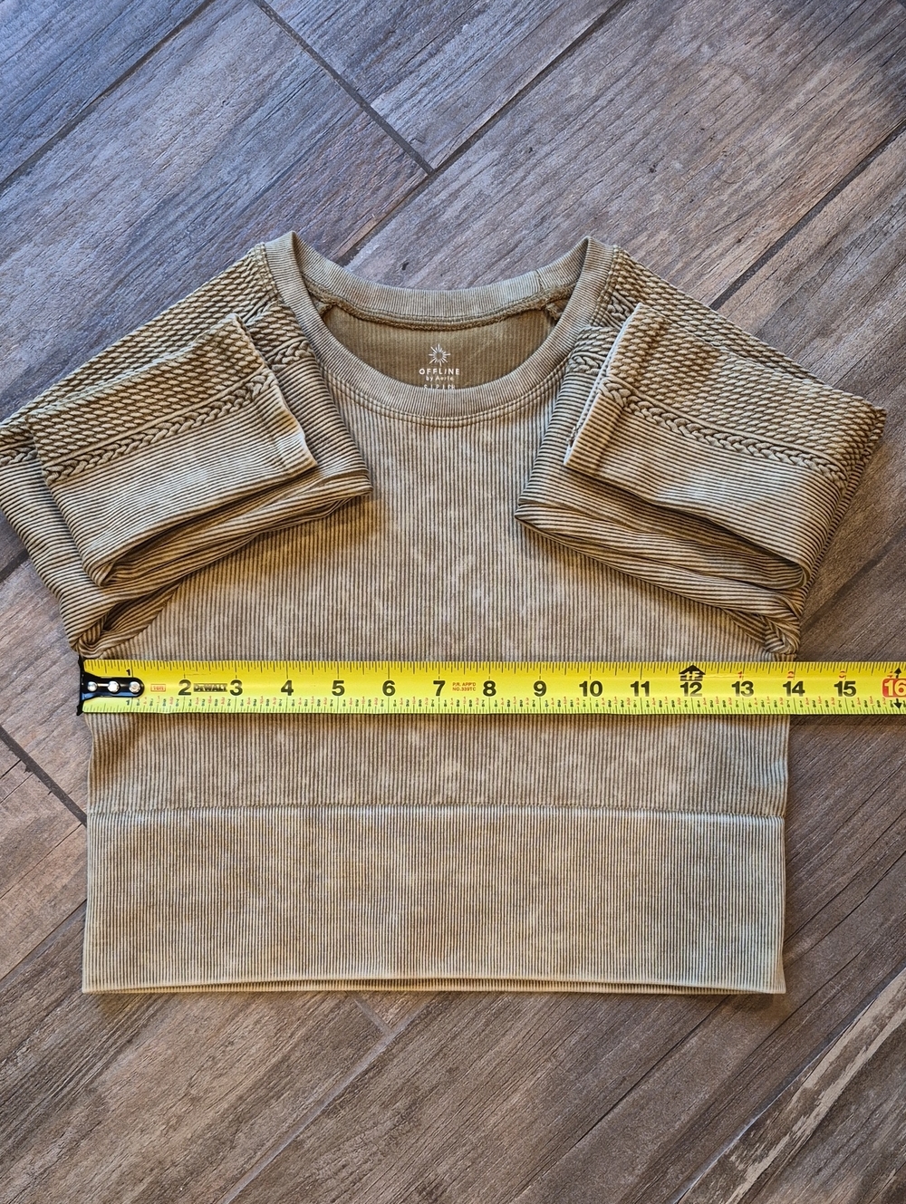 XS/S Offline Aerie Mustard Tan Ribbed Braided Detail Long Sleeve Top & Leggings - Picture 8 of 16